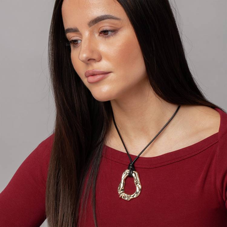 Freedom gold and black cord pendant necklace 53cm, UK version