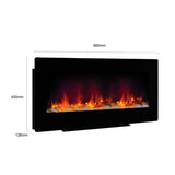 Be Modern Amari electric fire wall-mounted black glass, imported from the UK