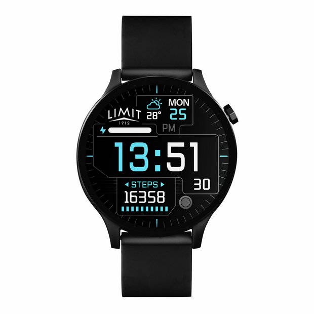 Limit smart watch black silicone strap (British brand)