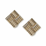 Freedom gold-tone square ridged stud earrings 35mm, UK version