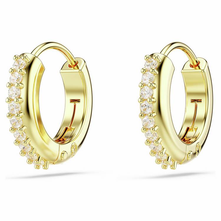 Swarovski gold-tone mini hoop earrings with crystal stones, UK version