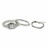 Liars & Lovers silver watch bangle and bracelet set, imported from the UK