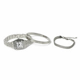 Liars & Lovers silver watch bangle and bracelet set, imported from the UK