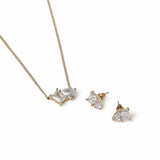 Liars & Lovers gold tone necklace and earring set, imported from the UK