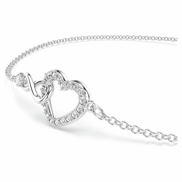 Swarovski infinity heart bracelet rhodium plated crystal, UK version