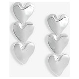 Argos Lipsy Silver Polished Molten Triple Heart Drop Earrings 53mm Drop- Buy online at McGrocer