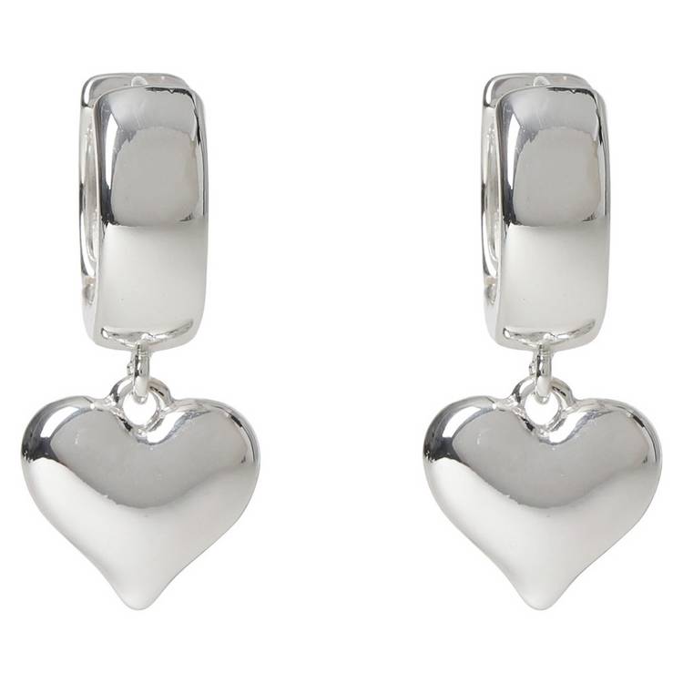 Liars & Lovers heart drop hoop earrings, imported from the UK
