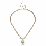 Freedom gold snake chain necklace with square crystal pendant (British brand)