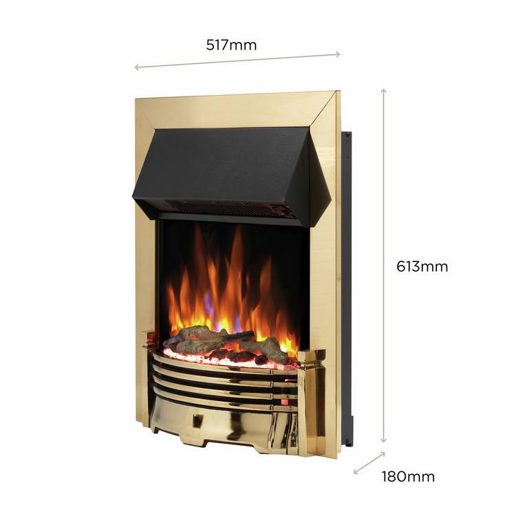 Dimplex Helmsdale brass electric fire 2kW, imported from the UK