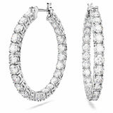 Argos Swarovski Rhodium Plated Crystal Matrix Hoop Earrings 30mm Drop- Buy online at McGrocer