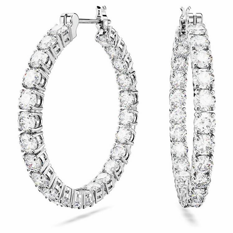 Swarovski crystal hoop earrings rhodium plated 28mm, UK version
