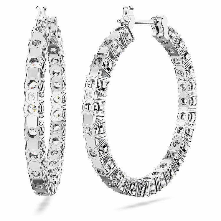 Swarovski crystal hoop earrings rhodium plated 28mm, UK version