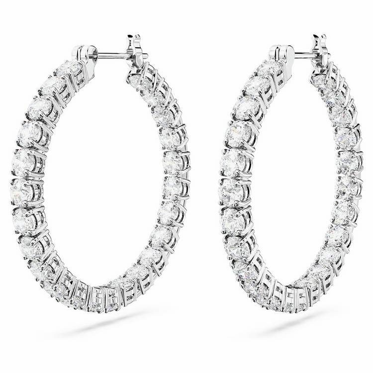 Swarovski crystal hoop earrings rhodium plated 28mm, UK version