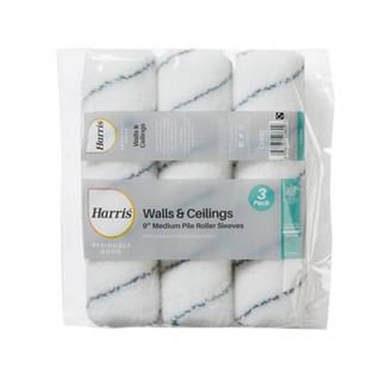 Harris 9 inch medium pile roller sleeves pack of 3 (British brand)