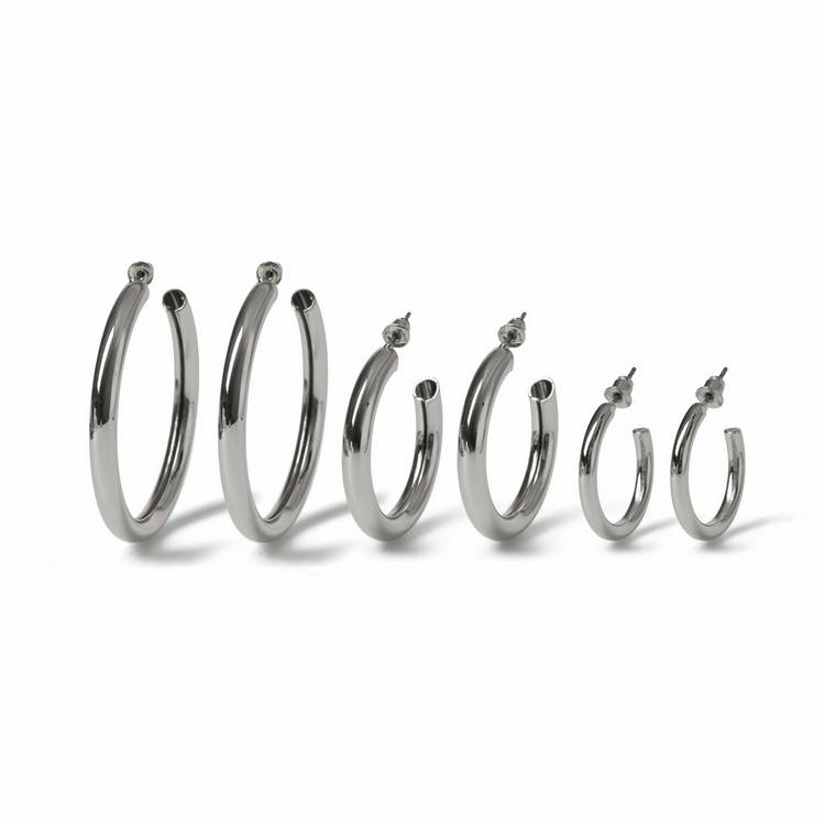 Freedom silver hoop earrings set of 6 with tube design (British brand)