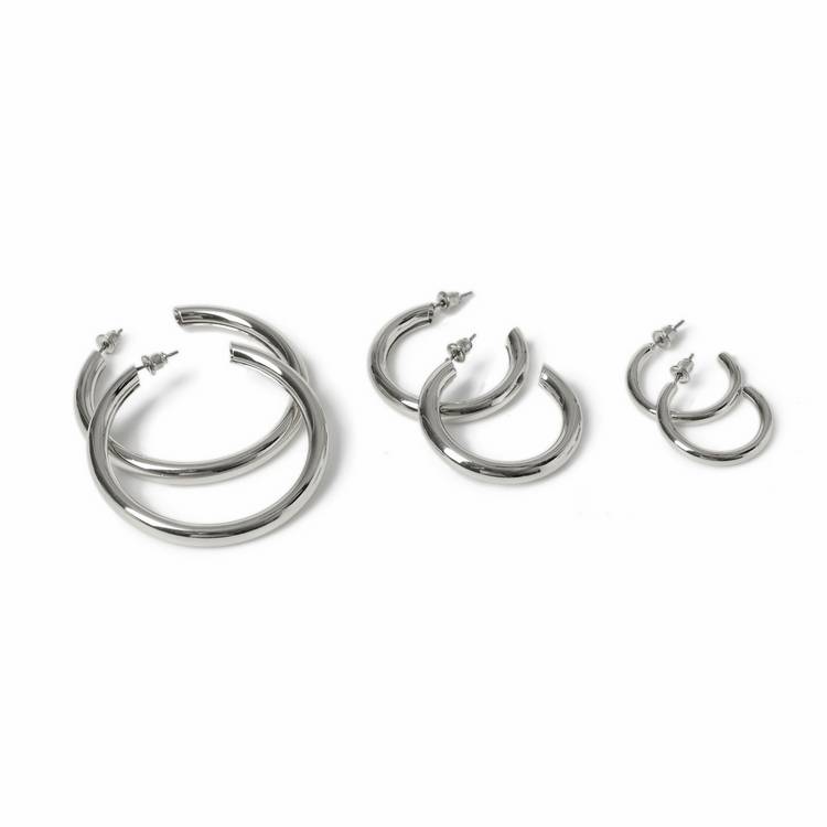 Freedom silver hoop earrings set of 6 with tube design (British brand)
