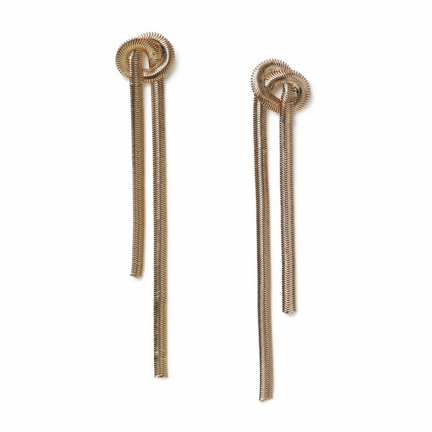 Freedom gold-tone knot snake chain drop earrings 60mm (British brand)