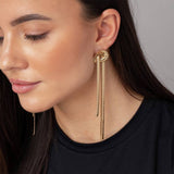 Freedom gold-tone knot snake chain drop earrings 60mm (British brand)