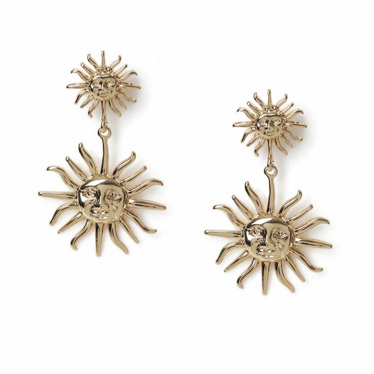 Freedom gold-tone double sun drop earrings, UK version