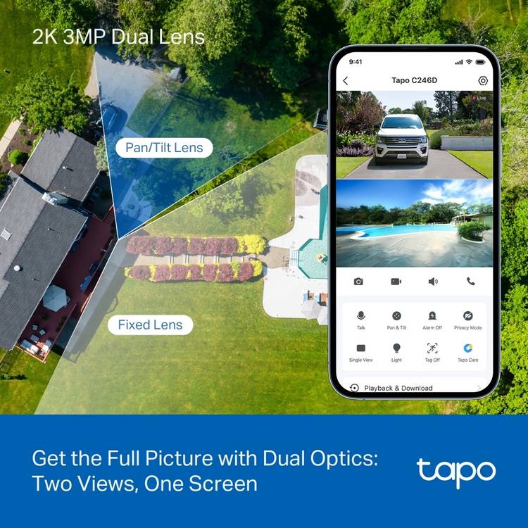 Tapo C246D dual-lens pan/tilt security camera, UK version