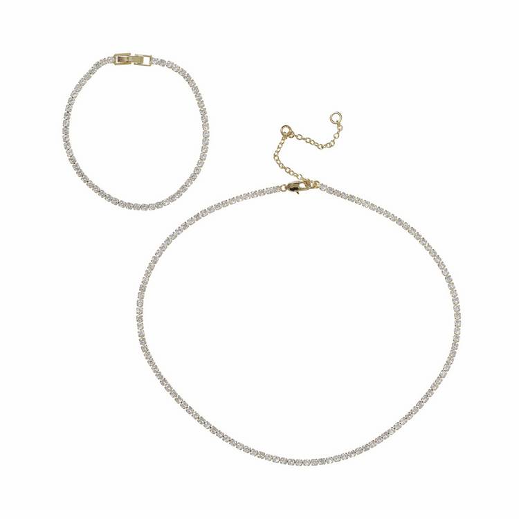 Liars & Lovers crystal necklace and bracelet tennis set, imported from the UK