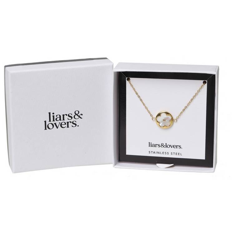 Liars & Lovers gold tone flower necklace 46cm, UK version