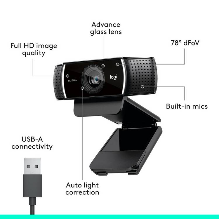 Logitech C922 Pro Stream Full HD webcam, UK version