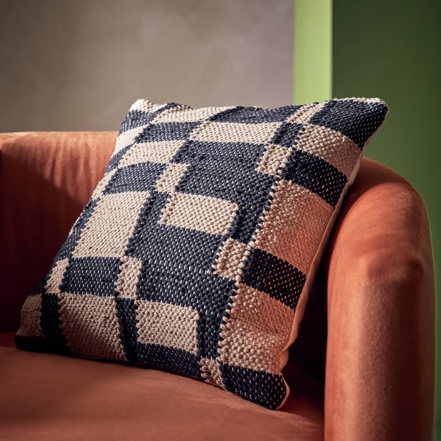 Habitat woven geometric cushion black 43x43cm (British brand)