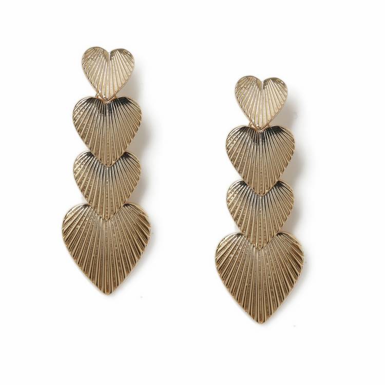 Freedom gold ridged heart drop earrings, UK version