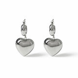 Freedom silver tone heart hoop earrings 40mm drop - British product