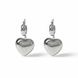 Freedom silver tone heart hoop earrings 40mm drop - British product