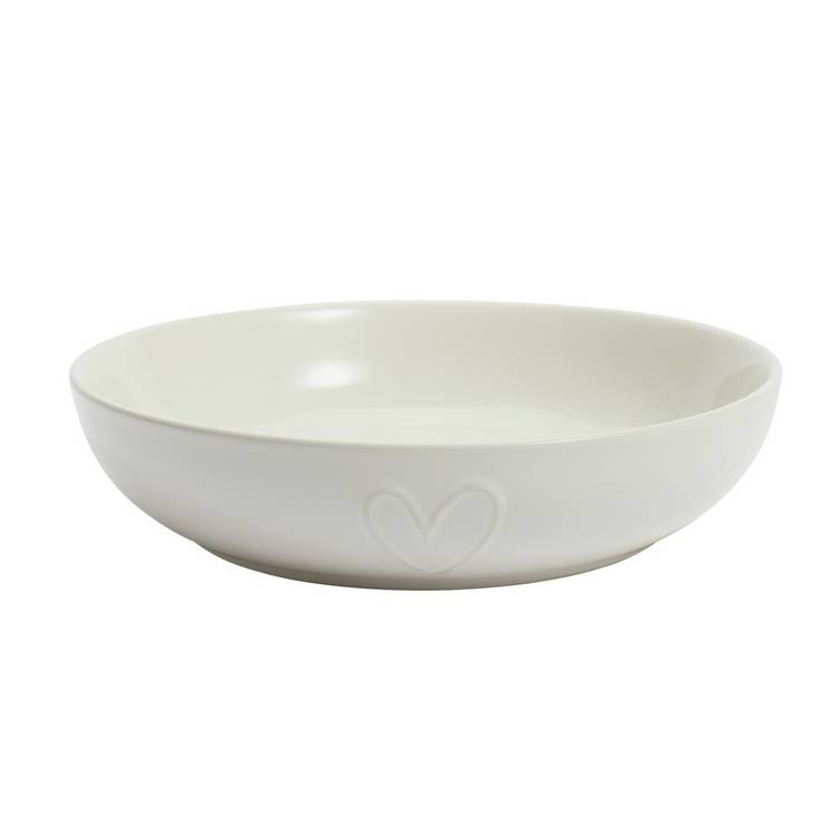 Argos Home cream embossed heart stoneware pasta bowls 22.5cm (British brand)