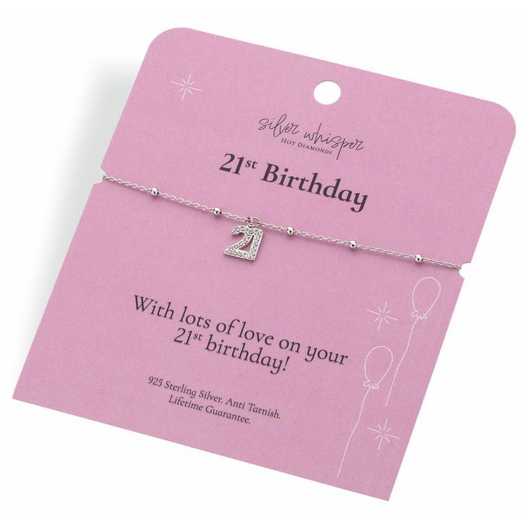 Hot Diamonds sterling silver 21st birthday charm bracelet - British product