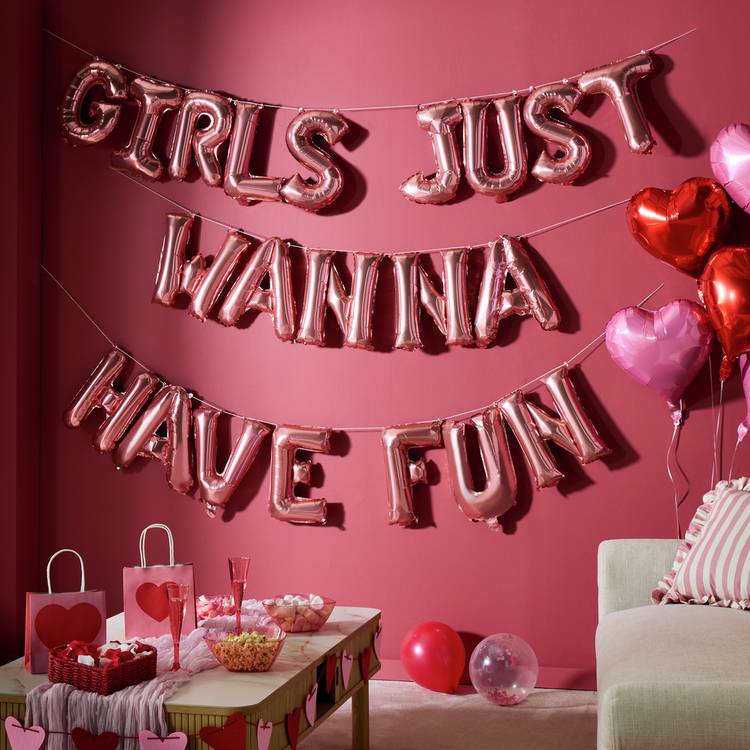 Argos Home Girls Just Wanna Have Fun letter balloons kit 21 foil balloons, UK version