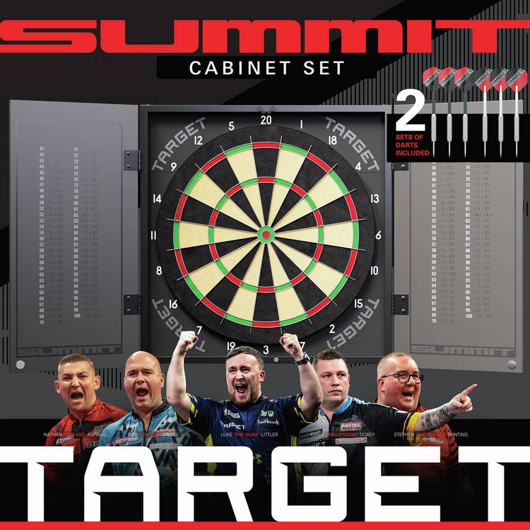 Target Summit all-in-one cabinet dartboard set (British brand)