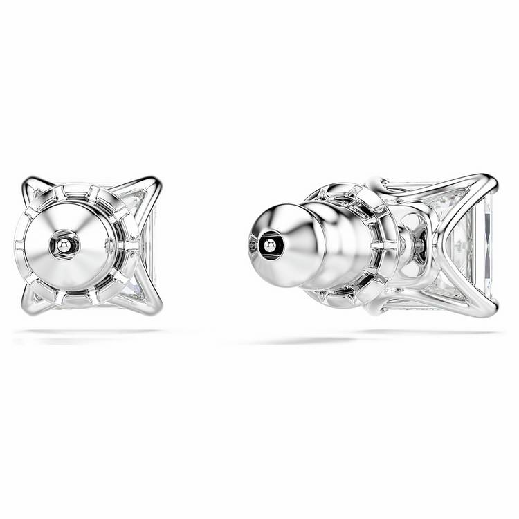Swarovski rhodium plated square crystal stilla stud earrings, imported from the UK