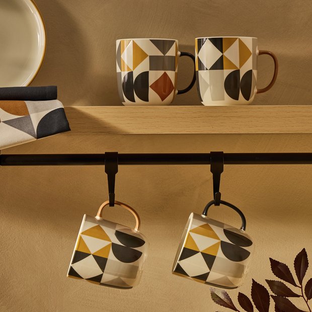 Argos Home Geo stoneware 400ml mug set, UK version