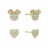 Disney gold plated earrings set with heart and Minnie Mouse, UK version