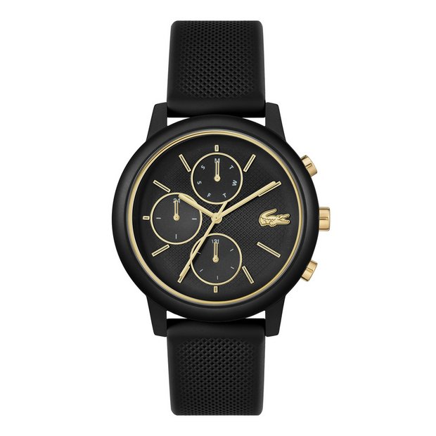 Lacoste watch with black silicone strap, imported from the UK