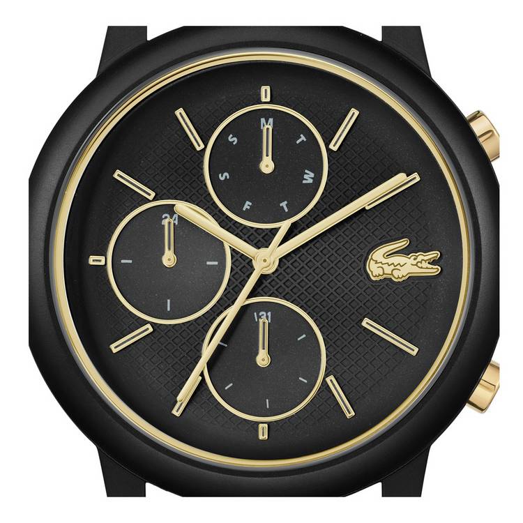 Lacoste watch with black silicone strap, imported from the UK