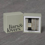 Liars & Lovers gold dial watch and bracelet set (British brand)