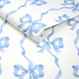 Cath Kidston Ribbon Bow Blue wallpaper roll, imported from the UK