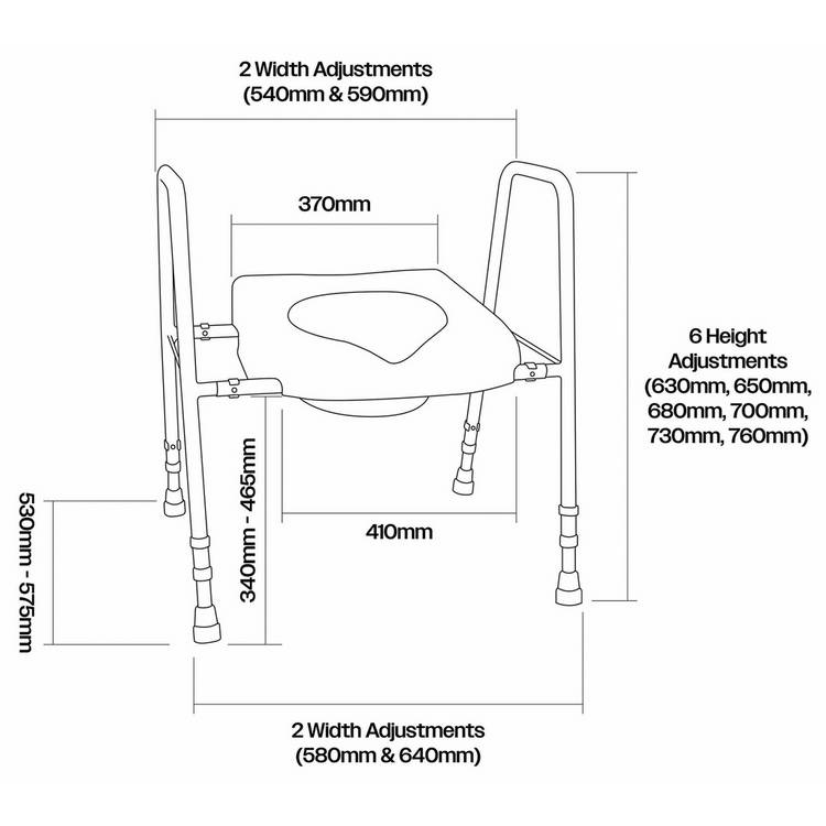 Aidapt President raised toilet seat and frame, UK version
