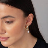 Freedom gold tone squiggle pearl drop earrings - British product