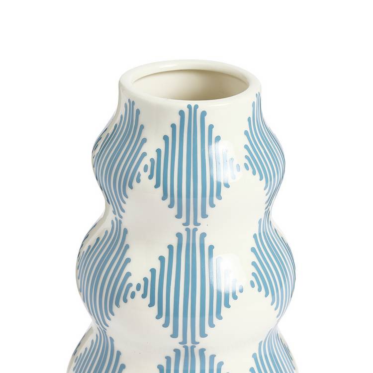 Habitat harlequin ceramic blue wiggle vase 25cm - British product