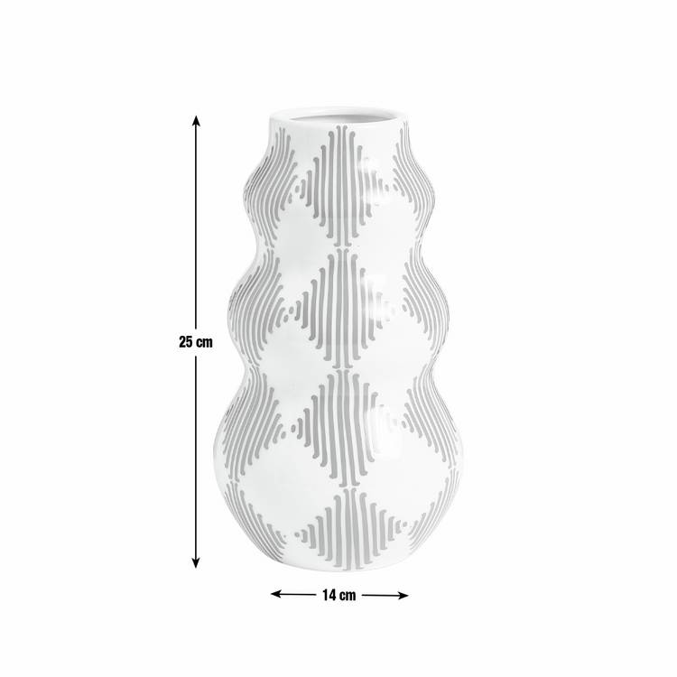 Habitat harlequin ceramic blue wiggle vase 25cm - British product