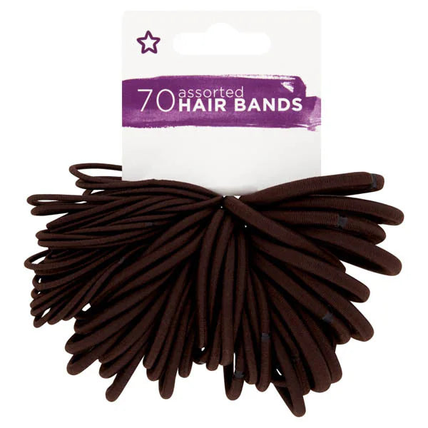 Superdrug brown hair bands assortment x70 (British brand)