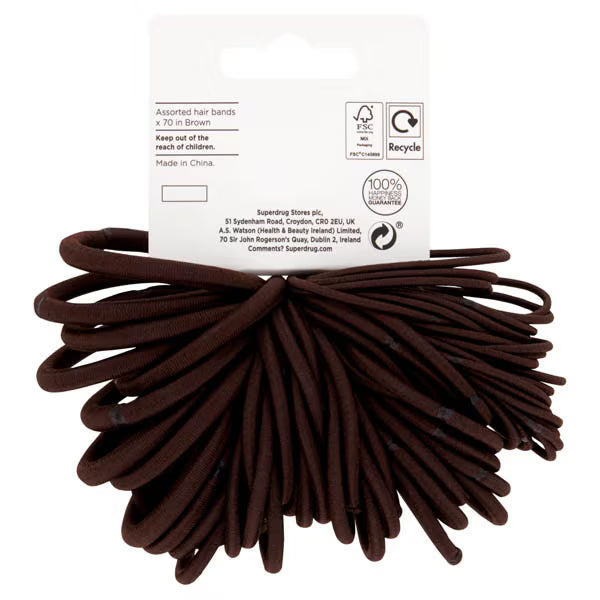 Superdrug brown hair bands assortment x70 (British brand)
