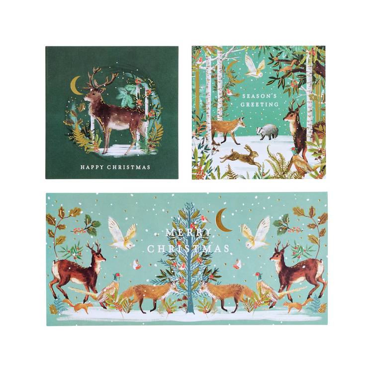 Argos Home woodland Christmas cards multipack, imported from the UK