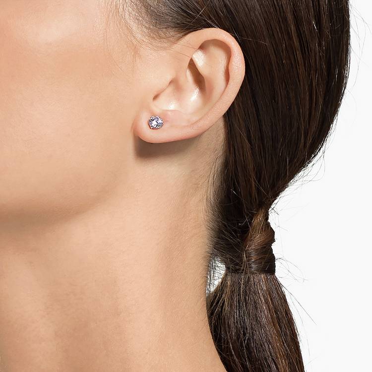 Swarovski Stilla round crystal stud earrings 4mm, UK version